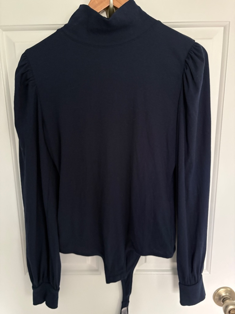 NWT Madewell Large Navy Mock Neck Long Sleeve Top Cotton Blend